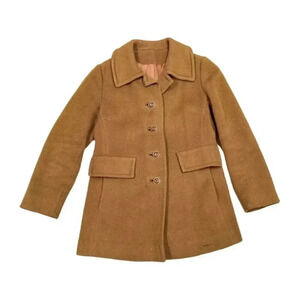 Vintage Presentation Unisex Brown Wool Blend Pea Coat Size M Winter Casual